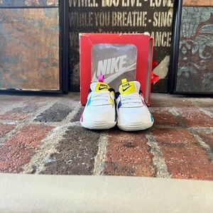 Nike Air Max 90 crib Kids White Sneakers with Yellow, Pink, Blue & Teal Accents